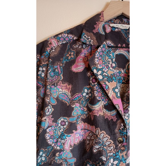 Free People We The Free Poolside Printed Boyfriend Button Down Paisley Top Sz M - Picture 5 of 14